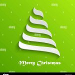 Abstract Modern 3D White Christmas Tree On Green Background . Greeting Card Template For You in 3D Christmas Tree Card Template