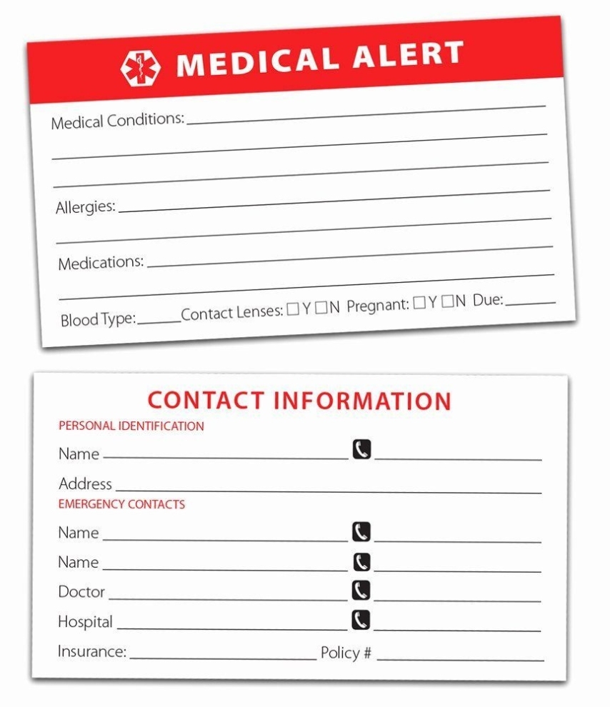 Addictionary Throughout Medical Alert Wallet Card Template