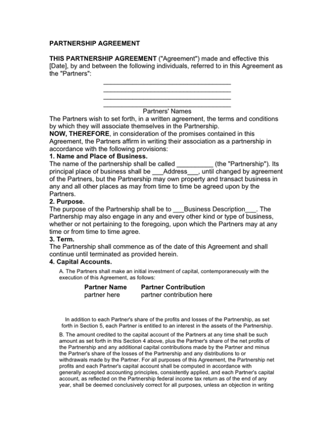 Agreement Of Limited Partnership In Word And Pdf Formats In Contract For Business Partnership Template