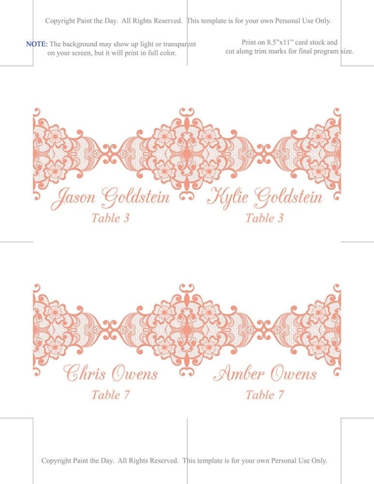 Amscan Imprintable Place Card Template Pertaining To Amscan Imprintable Place Card Template