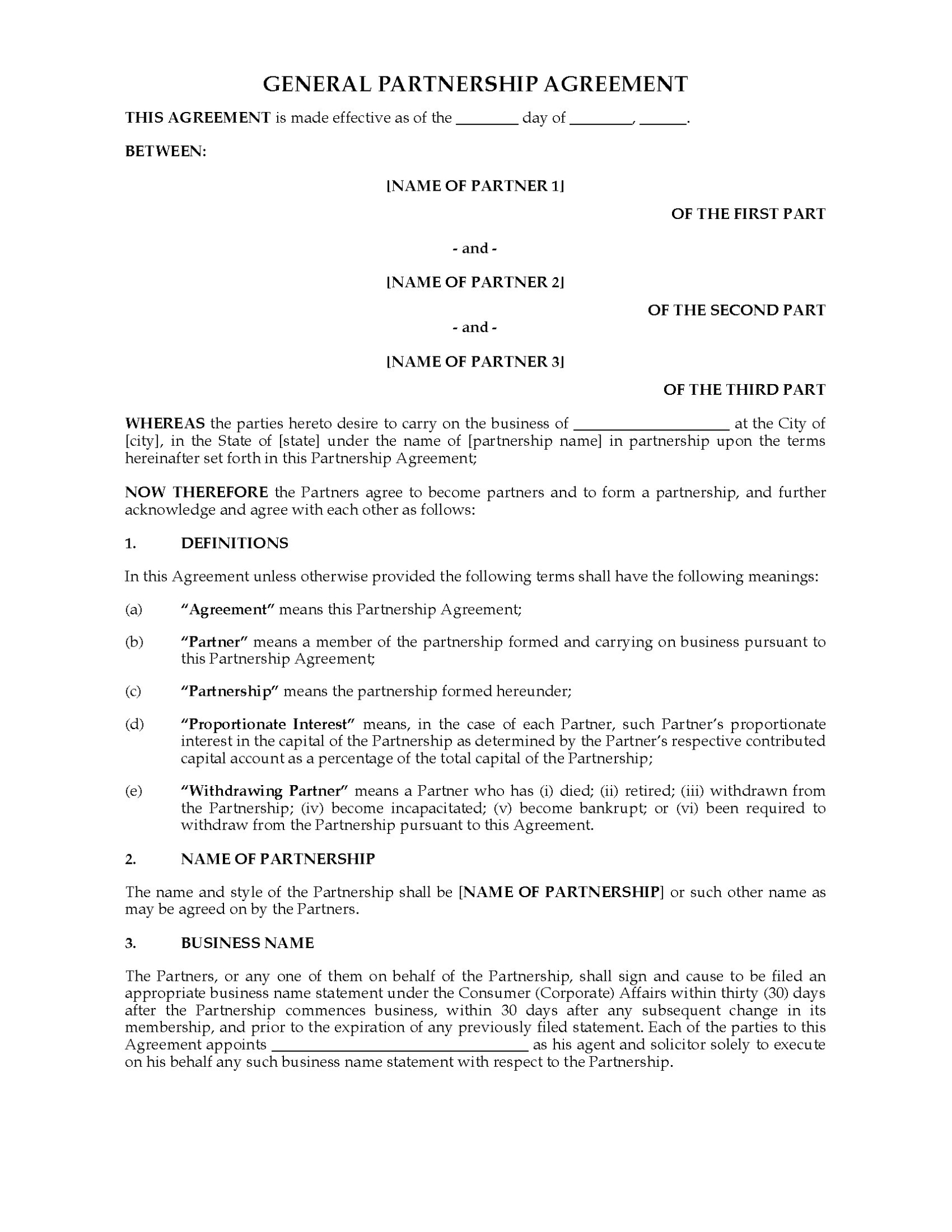 Australia General Partnership Agreement | Legal Forms And Business Regarding Template For Business Partnership Agreement