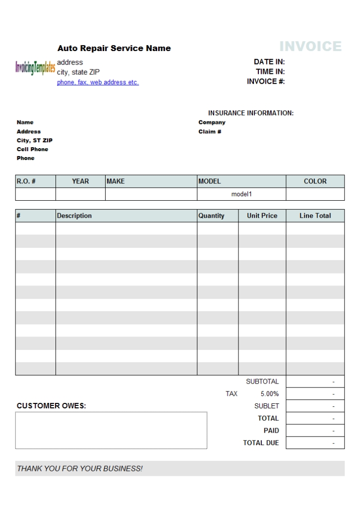 Auto Repair Invoice Software Free - Lokasinandmore intended for Cell Phone Repair Invoice Template