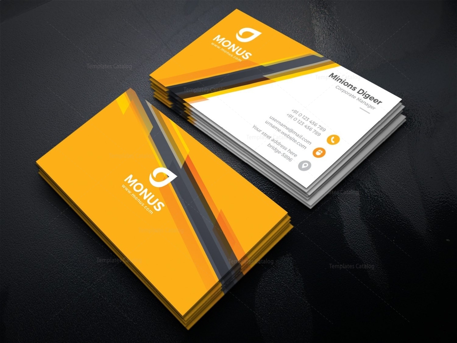 Awesome Corporate Business Card Design Template 001585 - Template Catalog for Company Business Cards Templates