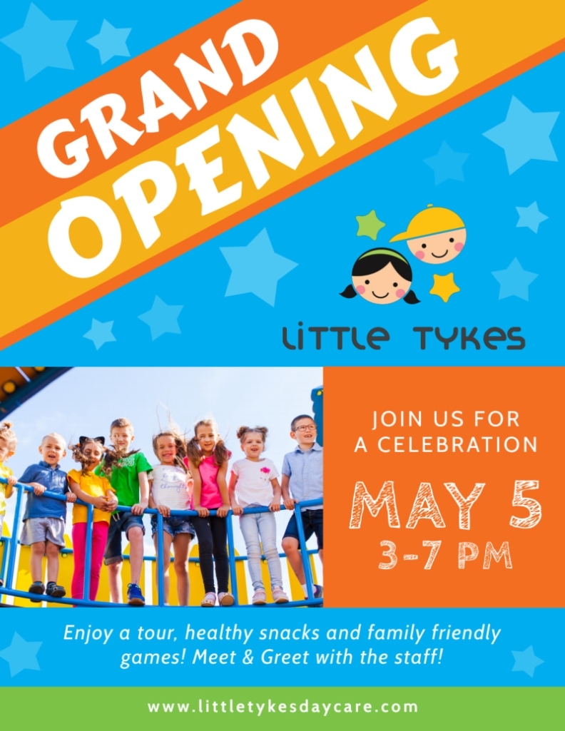 Awesome Daycare Grand Opening Flyer Template Throughout Opening Soon Flyer Template