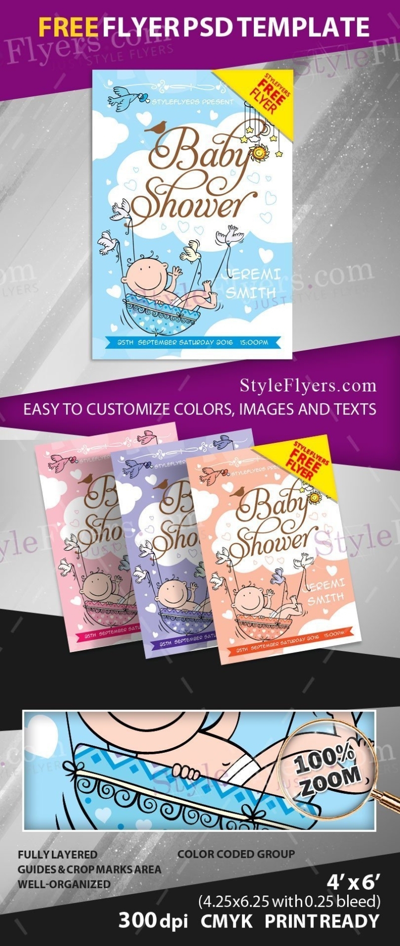 Baby Shower Flyer Free Psd Flyer Template Free Download #11221 – Styleflyers Intended For Baby Shower Flyer Templates Free