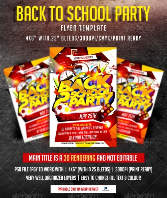 Back To School Party Flyer Template | Graphicriver With Back To School Party Flyer Template