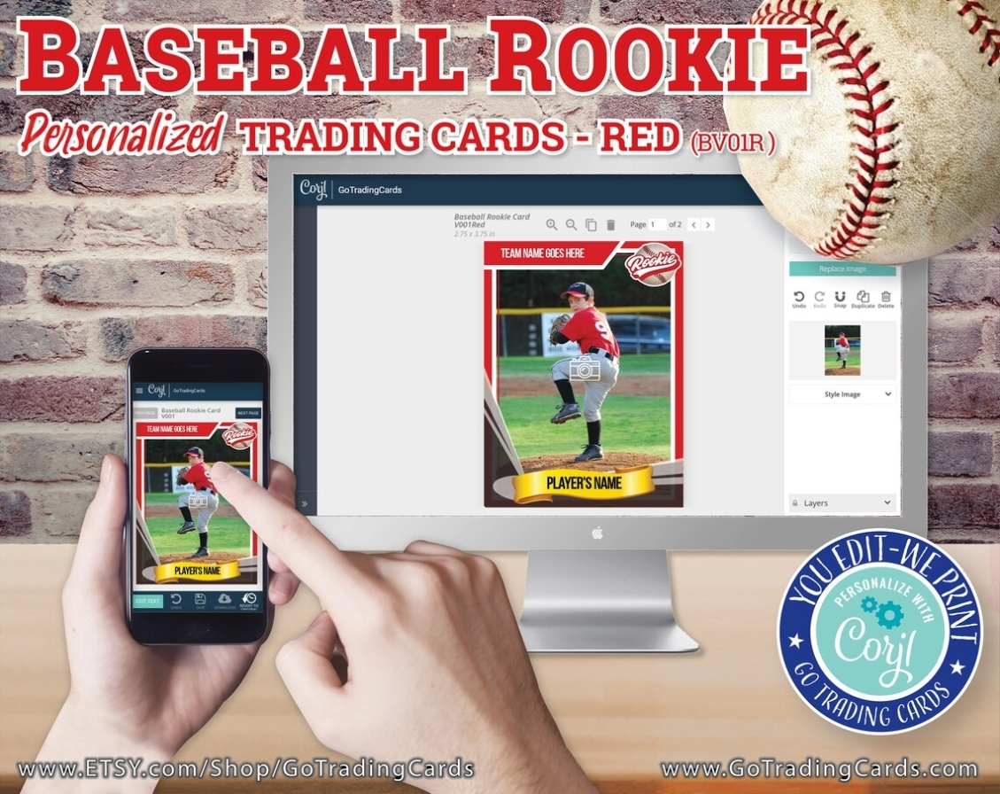 Baseball Rookie Card Custom Baseball Trading Card Template. | Etsy For Custom Baseball Cards Template