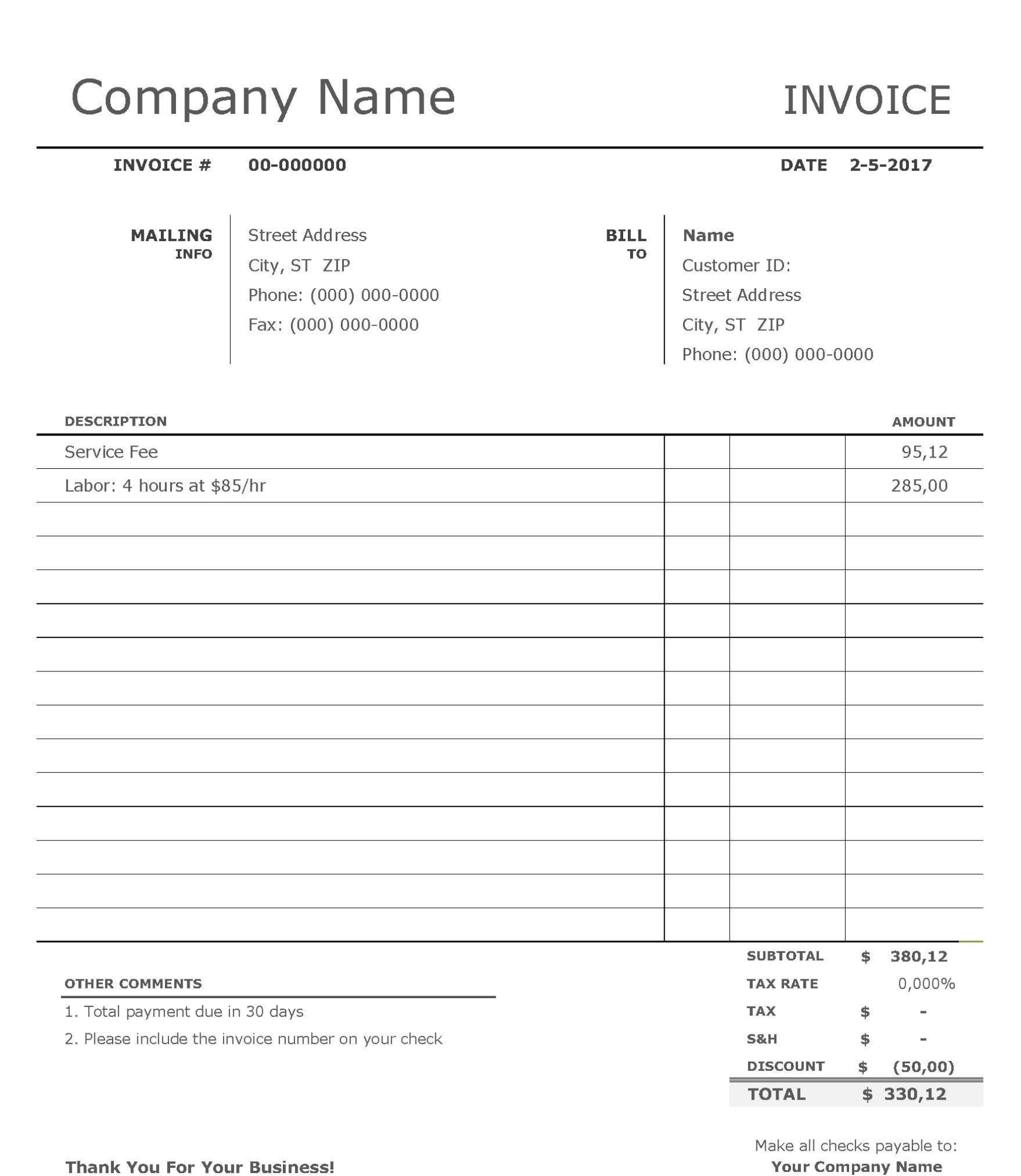 Basic Invoice Template | Templates At Allbusinesstemplates In Free Downloadable Invoice Template