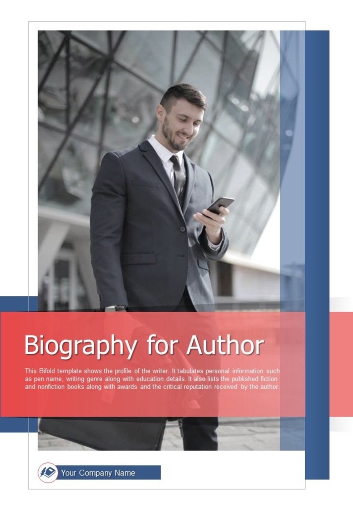 Bi Fold Biography For Author Document Report Pdf Ppt Template One Pager | Presentation Graphics Throughout Biography Powerpoint Template