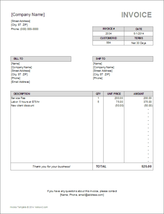 Billing Invoice Template Pertaining To Interest Invoice Template