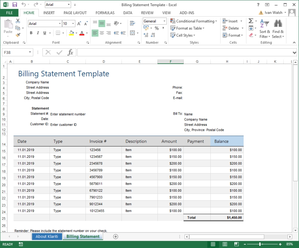 Billing Statement – Excel Template – Templates, Forms, Checklists For Ms Office And Apple Iwork Within Credit Card Statement Template Excel