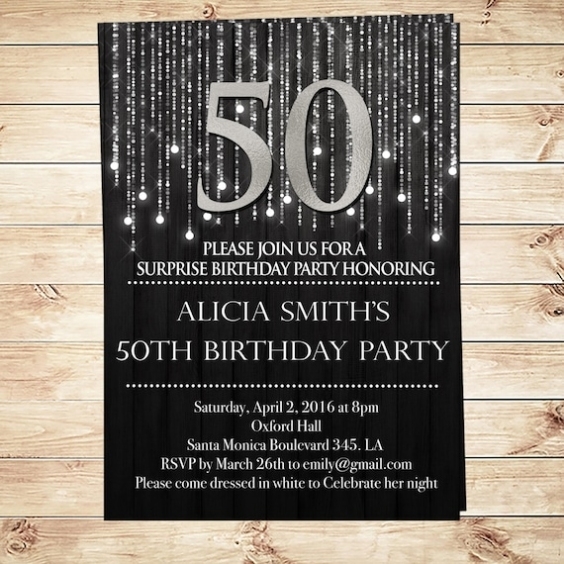 Black And Silver 50Th Birthday Invitations By Diypartyinvitation In 50Th Birthday Flyer Template Free