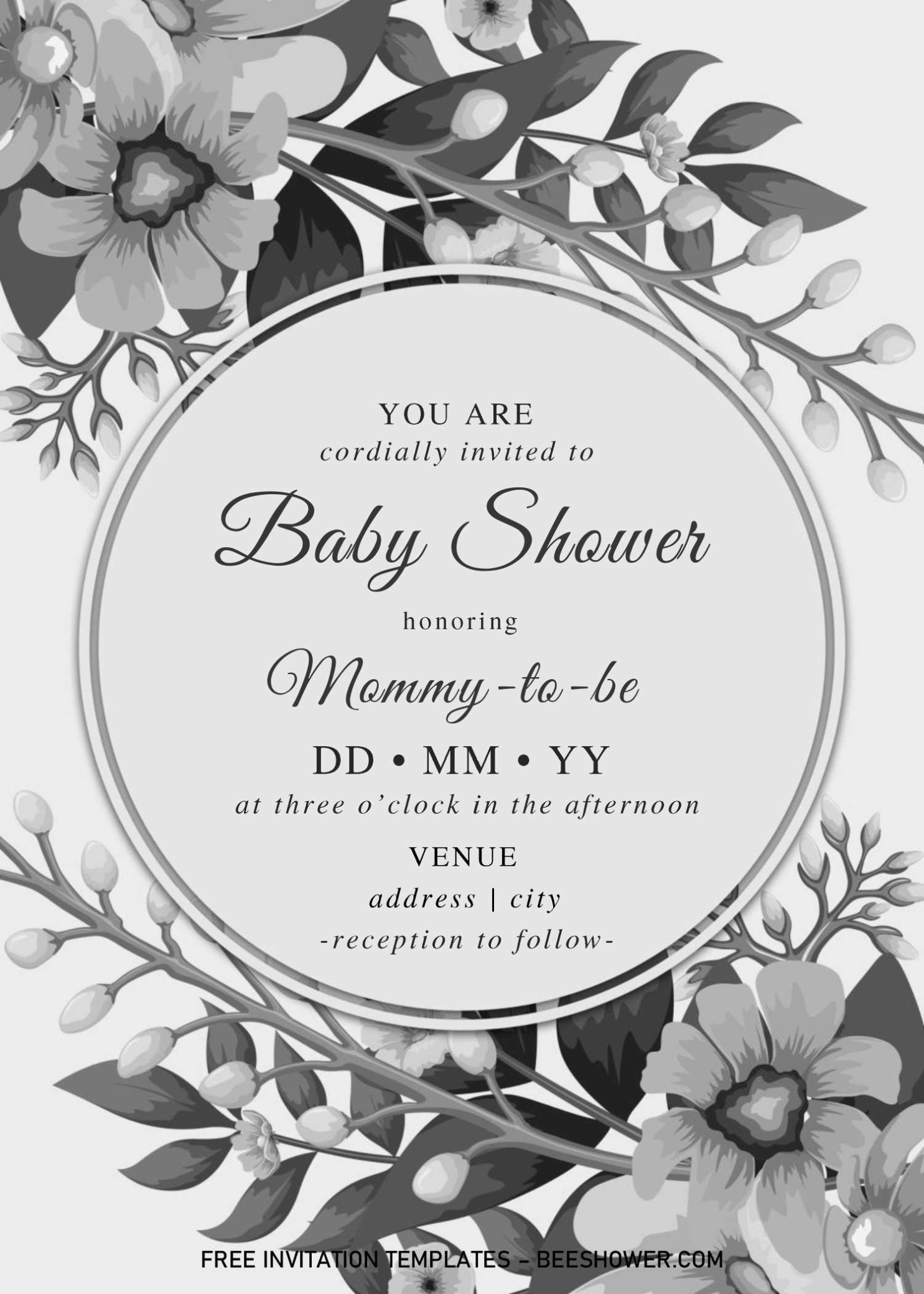 Black And White Baby Shower Invitation Templates – Editable With Ms Word | Free Printable Baby With Regard To Free Baby Shower Invitation Templates Microsoft Word