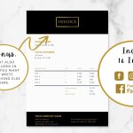 Black & Gold Invoice Template For Small Businesses | Etsy Within Black Invoice Template