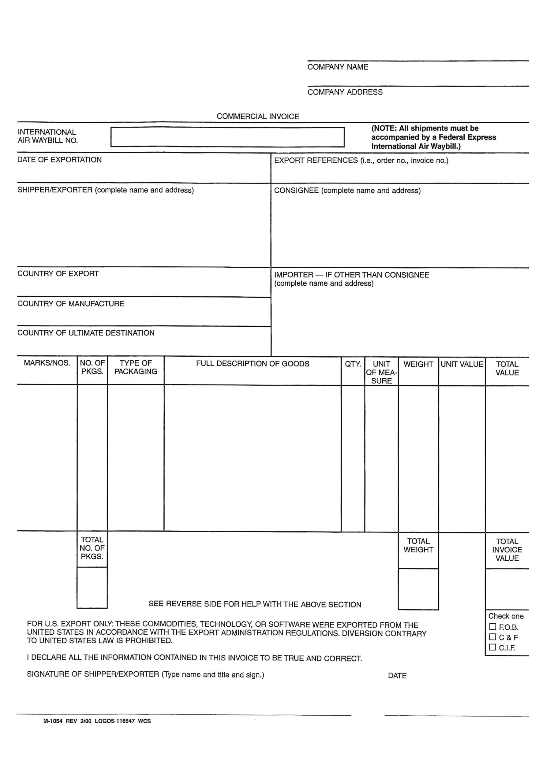Blank Commercial Invoice Word | Templates At Allbusinesstemplates Intended For Template Of Invoice In Word