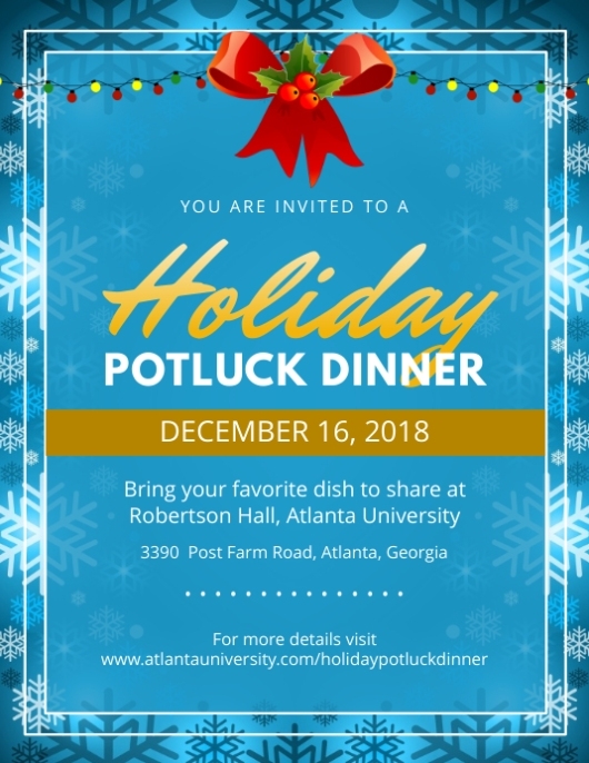 Blue Christmas Potluck Party Flyer Template | Postermywall intended for Potluck Flyer Template