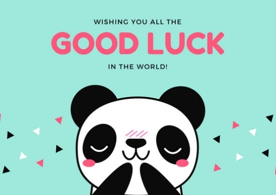 Blue Illustrated Panda Good Luck Card – Templates By Canva Intended For Good Luck Card Templates