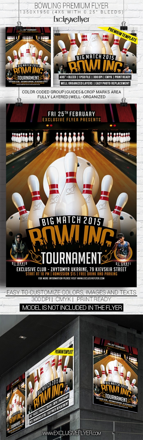 Bowling Tournament – Premium Flyer Template On Behance Throughout Bowling Party Flyer Template