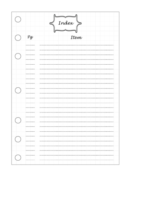 Bullet Journal Index Page Template Printable Pdf Download Within Index Card Template For Pages