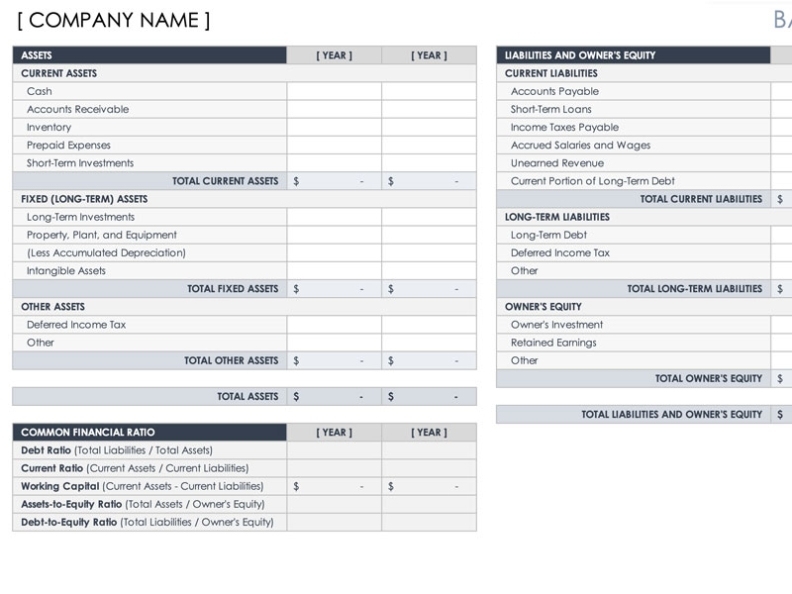 Business Balance Sheet Template | Excel Templates In Small Business Balance Sheet Template