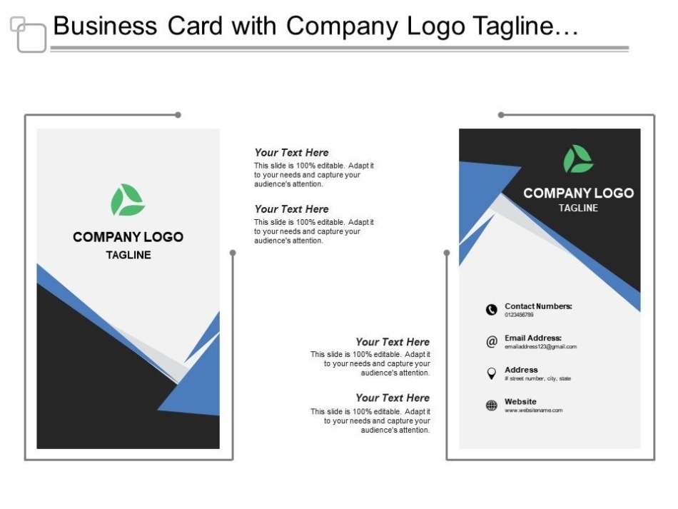 Business Card With Company Logo Tagline Job Title And Website | Powerpoint Slide Template In Business Card Template Powerpoint Free