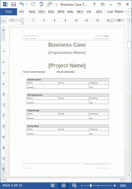 Business Case Template - 22 Pages Ms Word With Free Sample Materials With Writing Business Cases Template