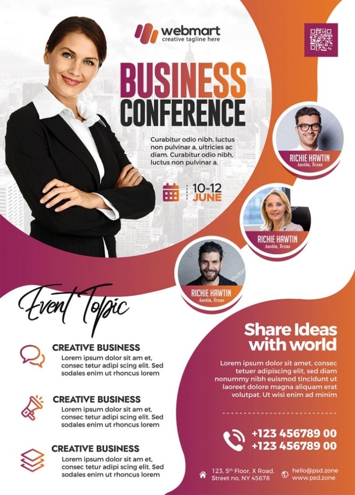 Business Conference Designer Flyer Psd Template – Psd Zone With Regard To Simple Flyer Template Psd