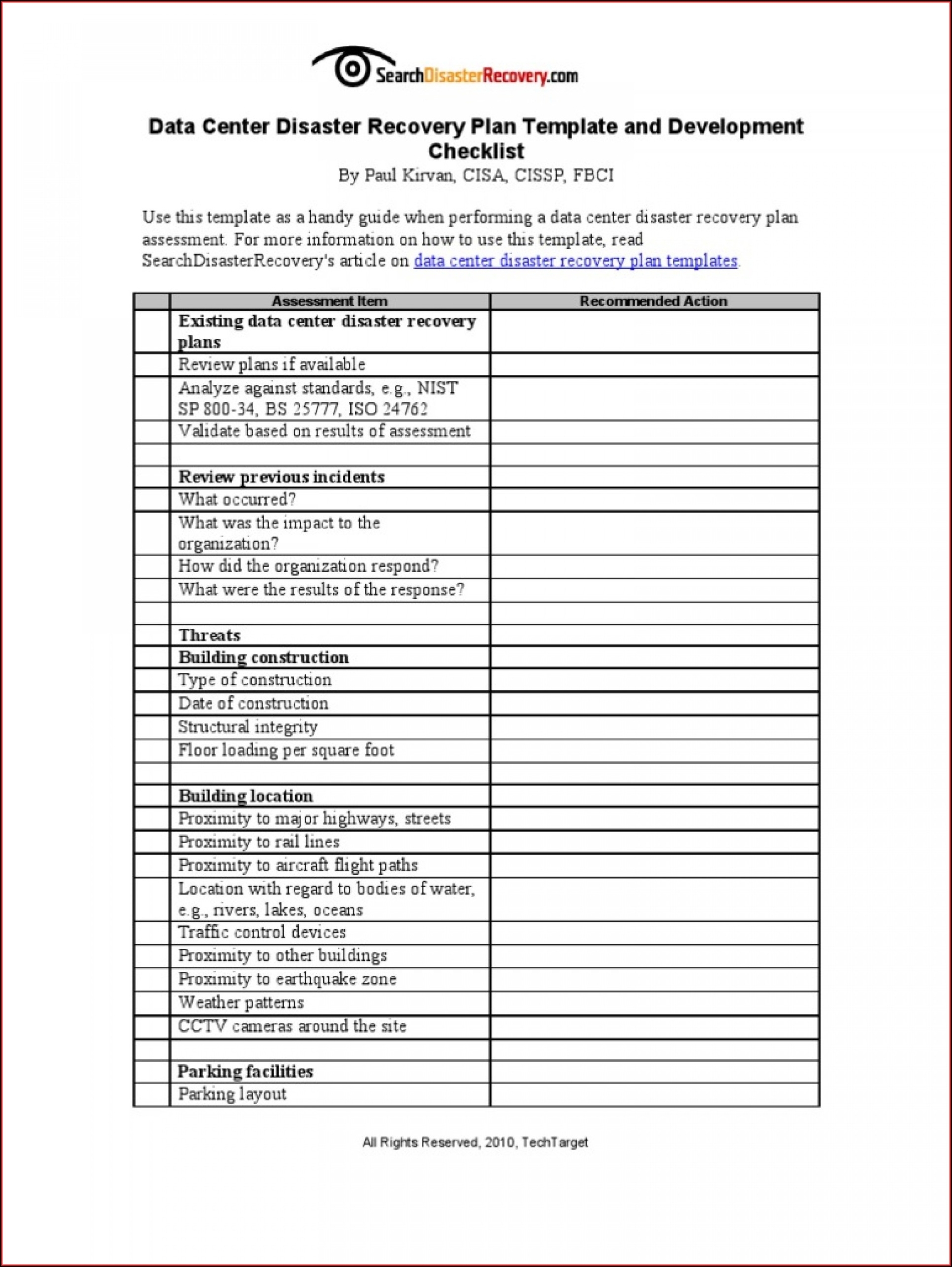 Business Continuity And Disaster Recovery Plan Example - Template 1 : Resume Examples #Djvavrg2Jk With Business Continuity Plan Template Canada