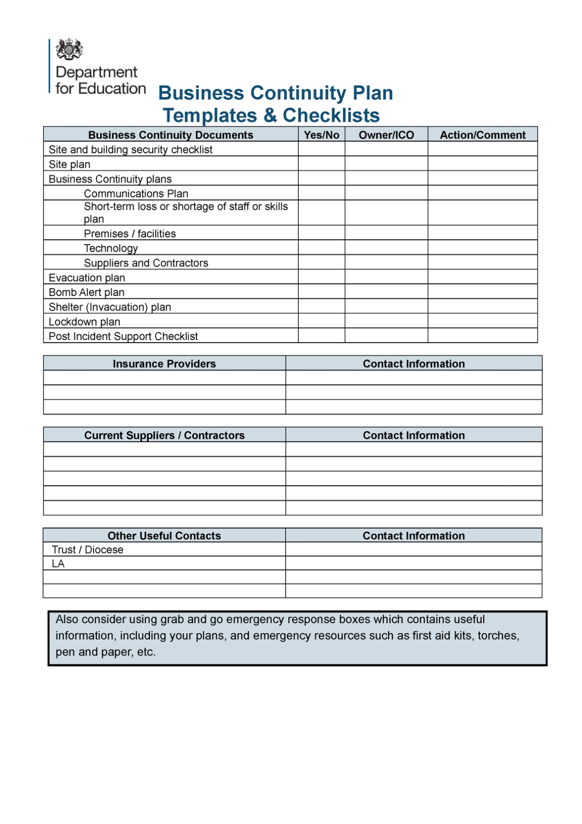 Business Continuity Checklist Template Throughout Business Continuity Checklist Template