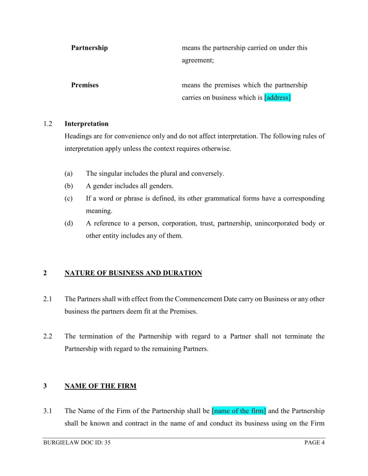Business Partnership Agreement Template – Burgielaw Throughout Contract For Business Partnership Template