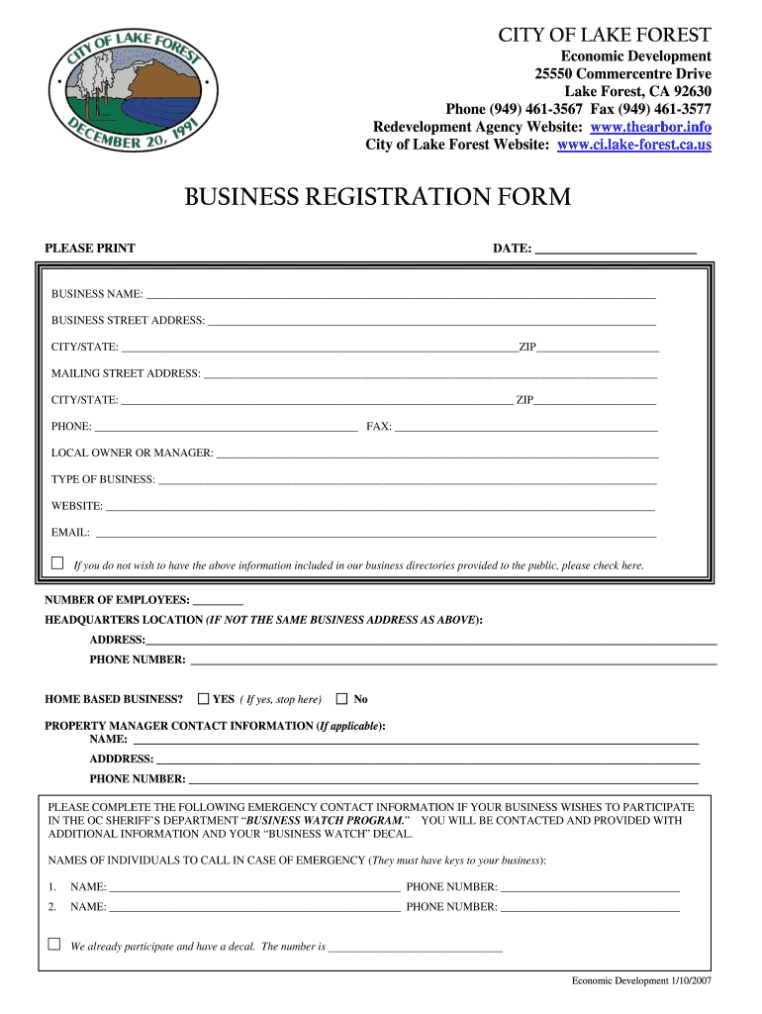 Business Registration Form Pdf - Fill Online, Printable, Fillable for Business Information Form Template