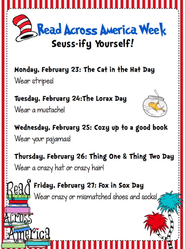 Buzzing With Ms. B: Read Across America Celebration: Fun Events All Week Long! For Dr Seuss Flyer Template
