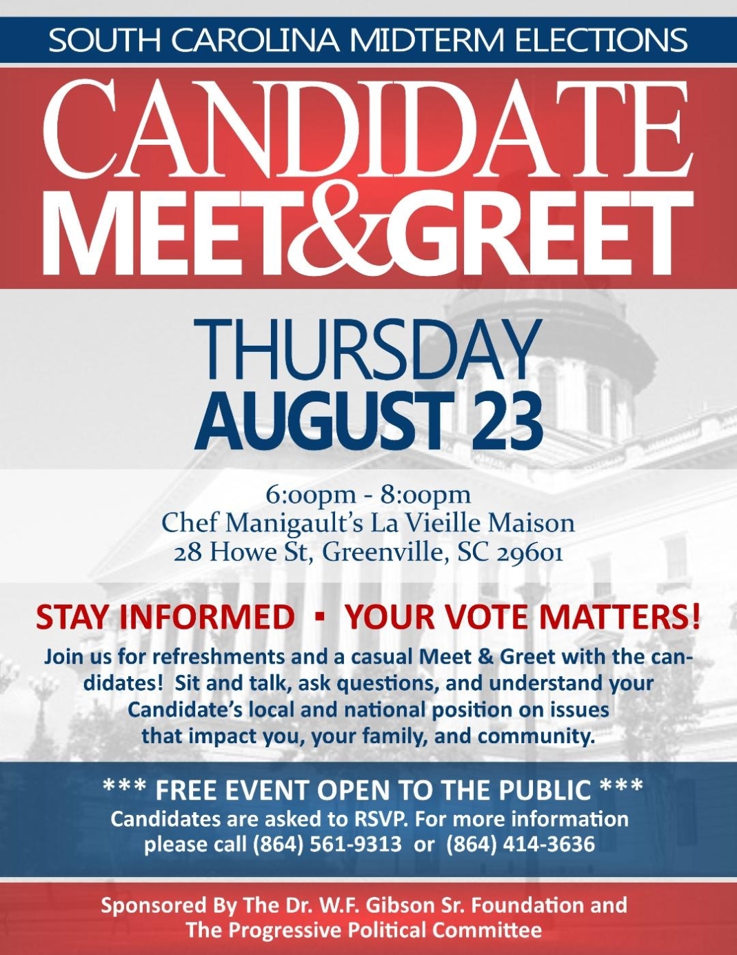 Candidate Meet &amp; Greet 8-23-18 | Greenville County Democratic Party for Meet And Greet Flyer Template