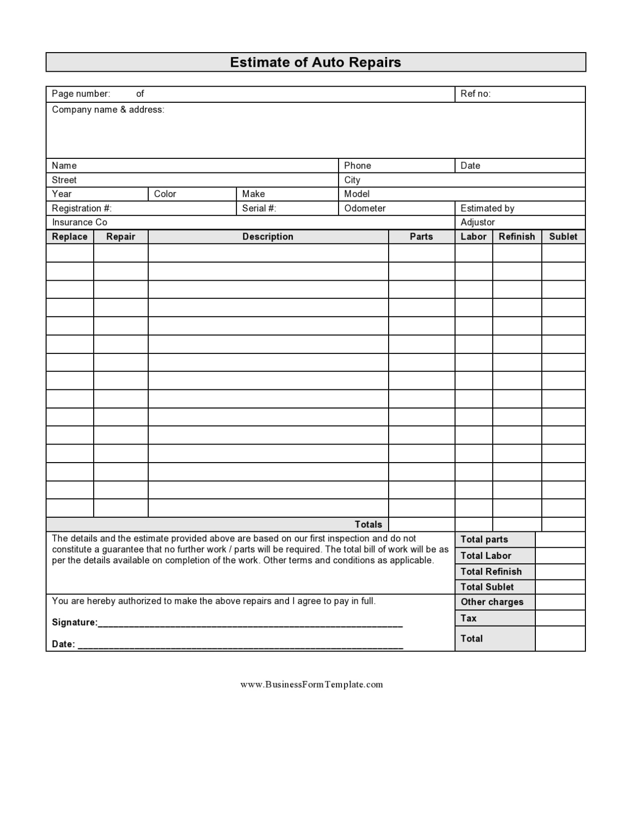 Car Service Invoice Template Free Download In Auto Repair Invoice Template Word