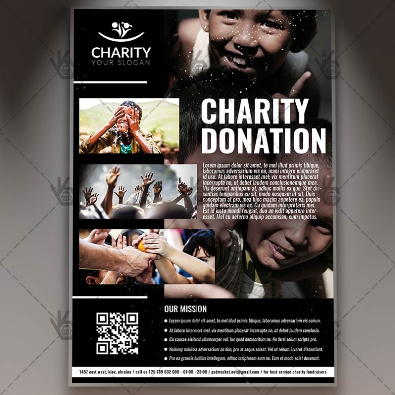 Charity Donation – Premium Flyer Psd Template | Psdmarket Inside Donation Flyer Template