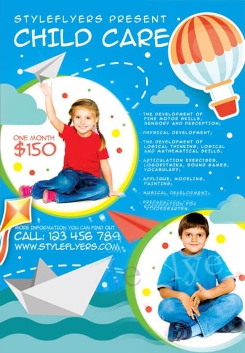 Child Care Free Flyer Template Download For Photoshop pertaining to Daycare Flyers Templates Free
