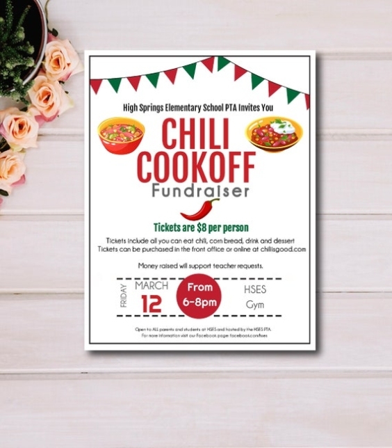 Chili Cook Off Fundraiser Flyer, Chili Night, Pta, Pto, School, Church Event Flyer, Easy To Use Regarding Chili Cook Off Flyer Template