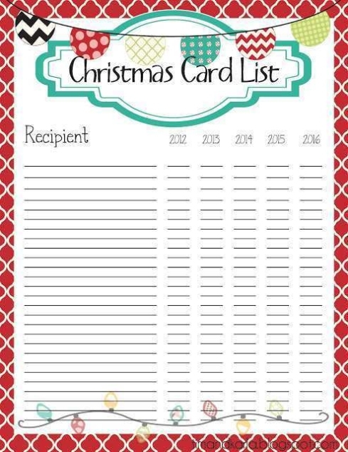 Christmas Card List Template Excel – Cards Design Templates Within Christmas Card List Template