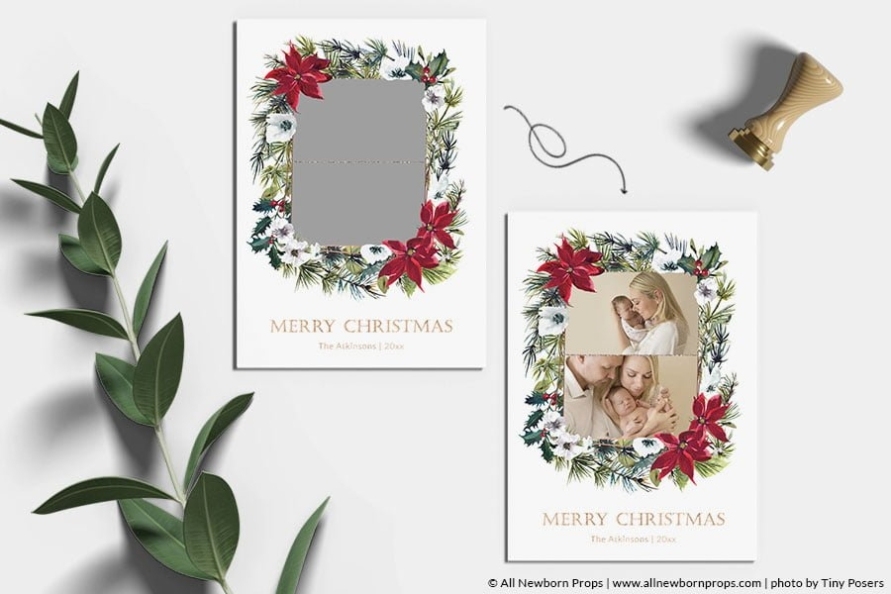 Christmas Card Photoshop Template | Christmas Wreath – All Newborn Props Pertaining To Free Christmas Card Templates For Photoshop