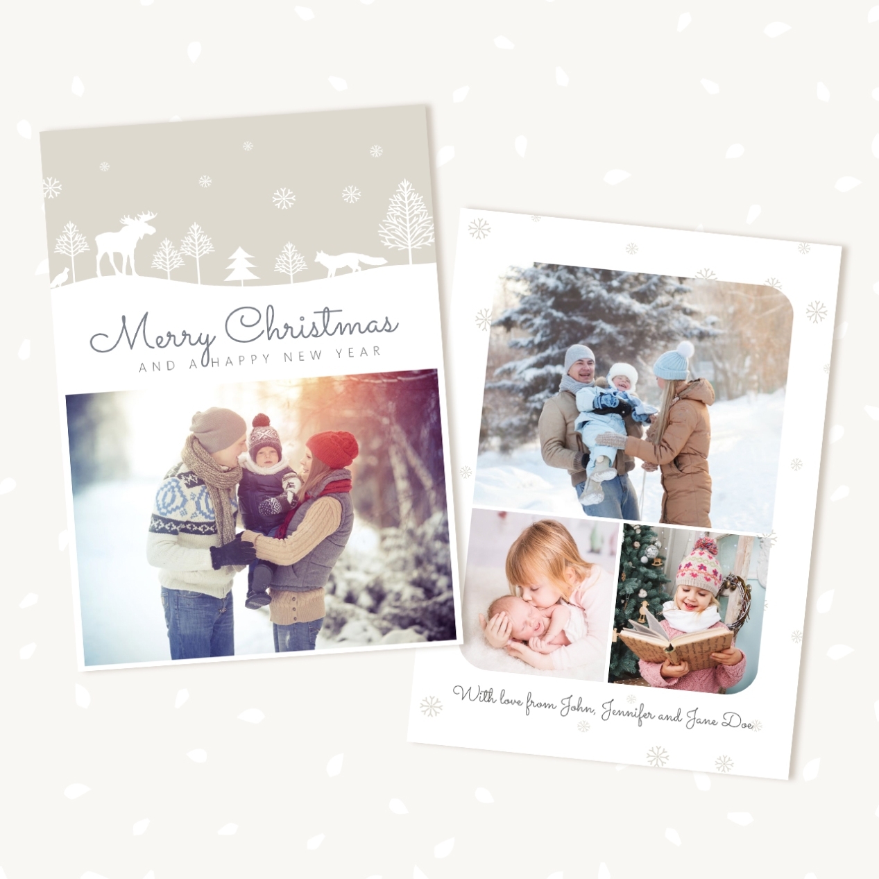 Christmas Photo Card Template "Woodland Snow" – Strawberry Kit Pertaining To Free Christmas Card Templates For Photographers