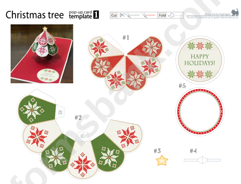 Christmas Tree Pop-Up Card Template Printable Pdf Download regarding Free Printable Pop Up Card Templates