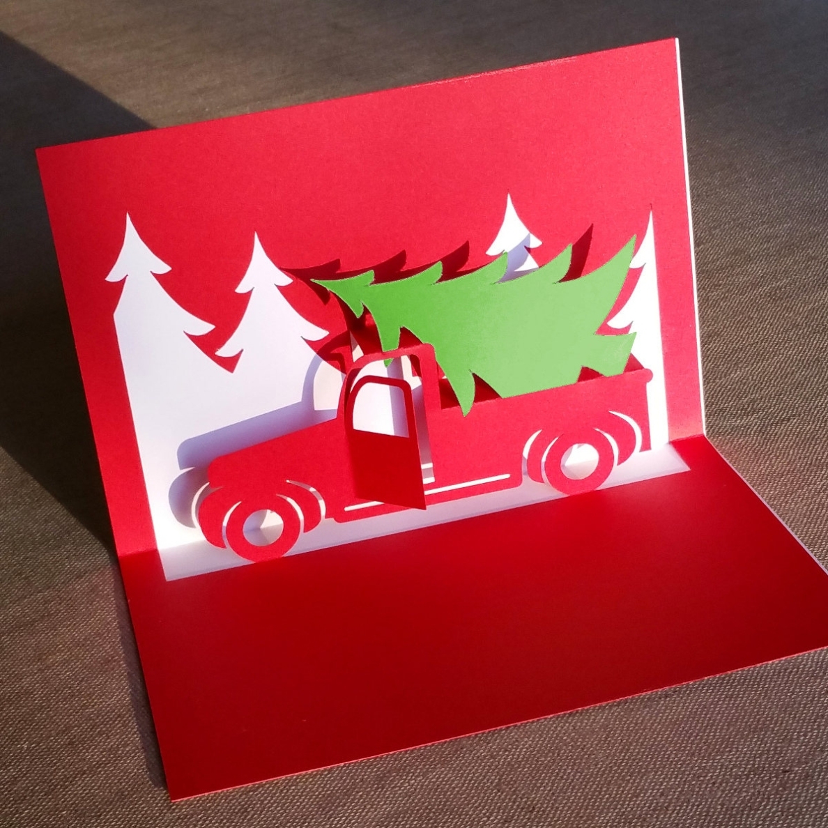 Christmas Truck Popup Card Template Svg & Pdf For Cricut, Silhouette Or Hand Cut,Diy Pop Up In Diy Christmas Card Templates