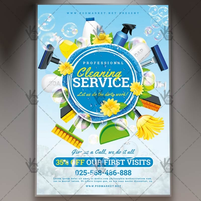 Cleaning Service - Premium Flyer Psd Template | Psdmarket intended for Commercial Cleaning Flyer Templates