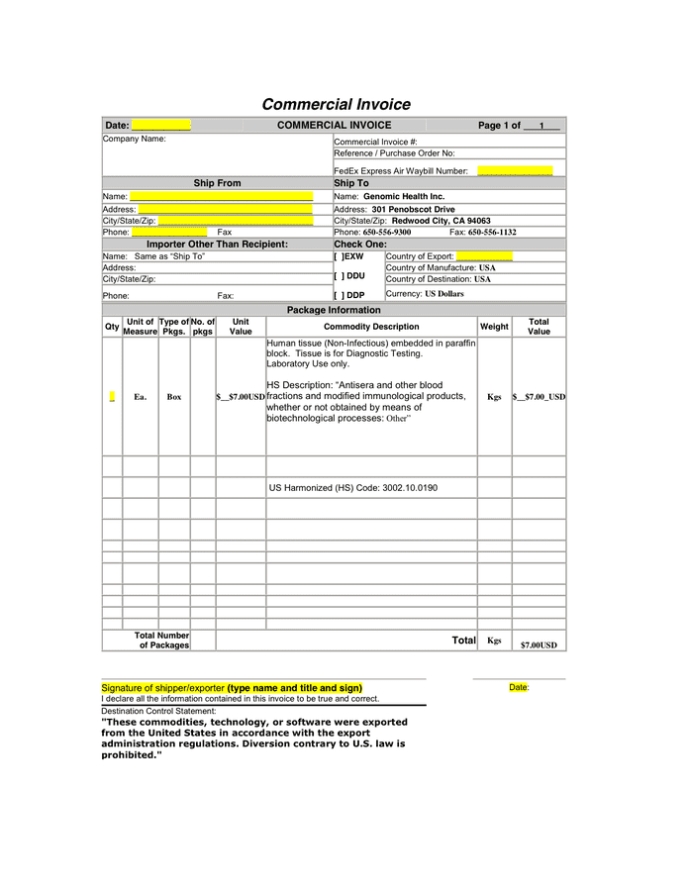 Commercial Invoice Template – Download Free Documents For Pdf, Word And Excel Regarding Invoice Template Filetype Doc
