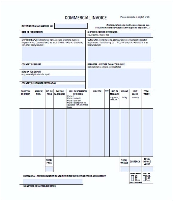 Commercial Invoice Template Excel with regard to Excel 2013 Invoice Template