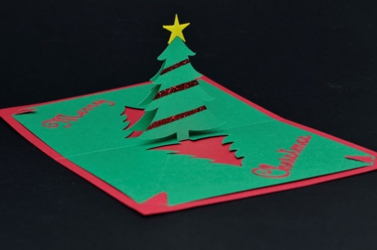 Complex Pyramid Christmas Tree Pop Up Card Template - Creative Pop Up Cards Inside Diy Christmas Card Templates