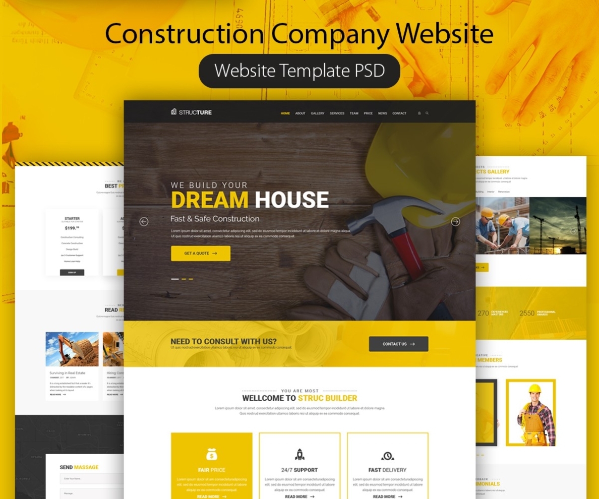 Construction Company Website Template Psd - Download Psd In Template For Business Website Free Download