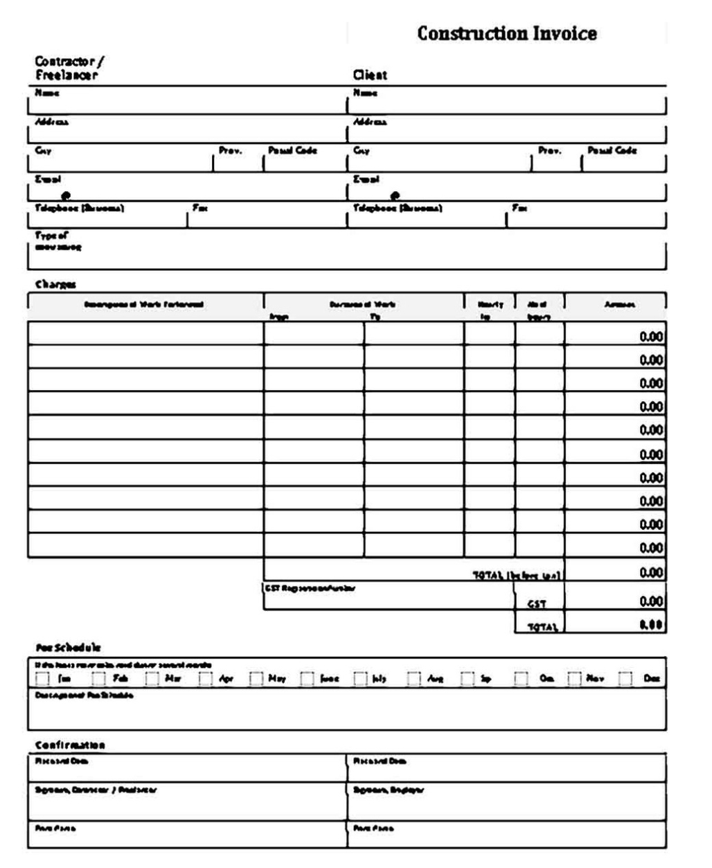Construction Invoice Printable | Harian Nusantara Intended For Invoice Template For Builders