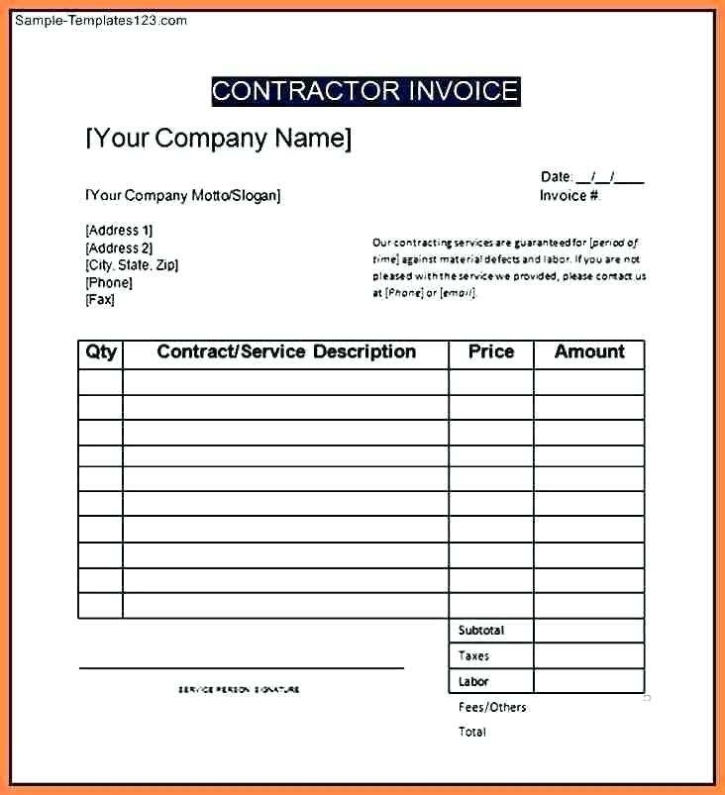 Contractor Invoice Template Nz – Cards Design Templates With Contractors Invoices Free Templates