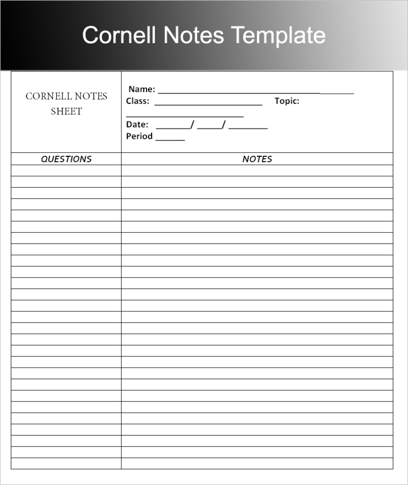 Cornell Note Template Word Intended For Cornell Note Template Word